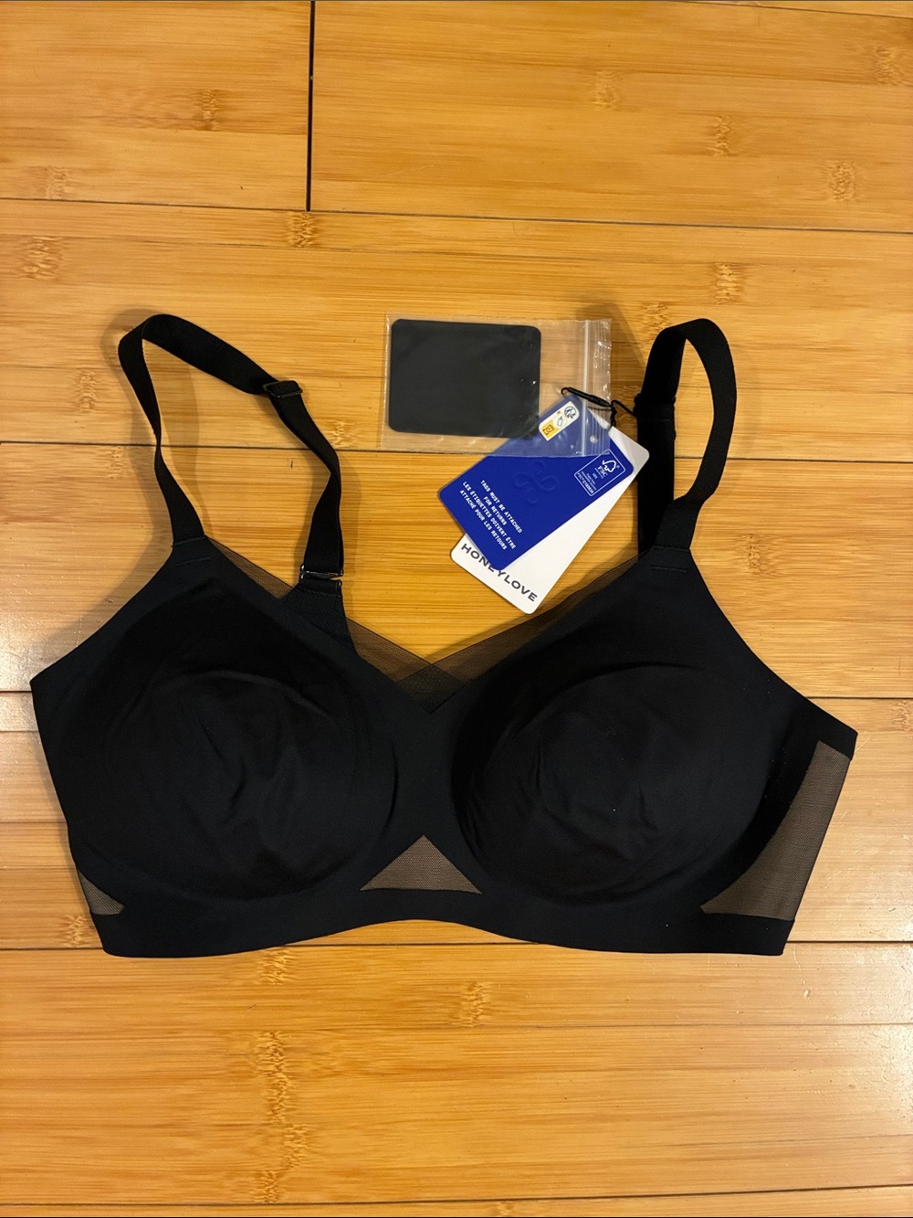 Honeylove Black Wireless Seamless Mesh Bra